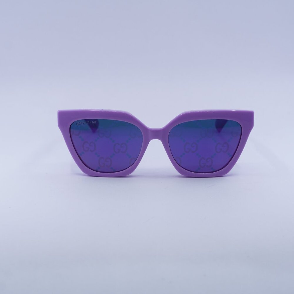 🕶️ New Gucci GG1542S 002 Sunglasses - Lilac Frame, Clear/Blue Lenses - Picture 3 of 12